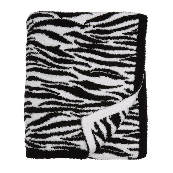 New Barefoot Dreams Tiger Print Throw Blanket  45" x 60"  Black White - Picture 2 of 4